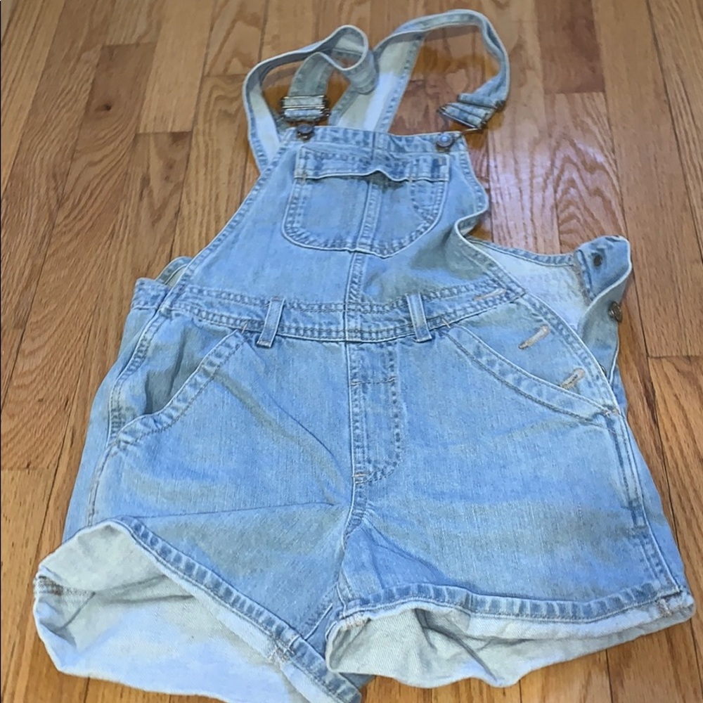 TopshopLight Denim Overall Shorts